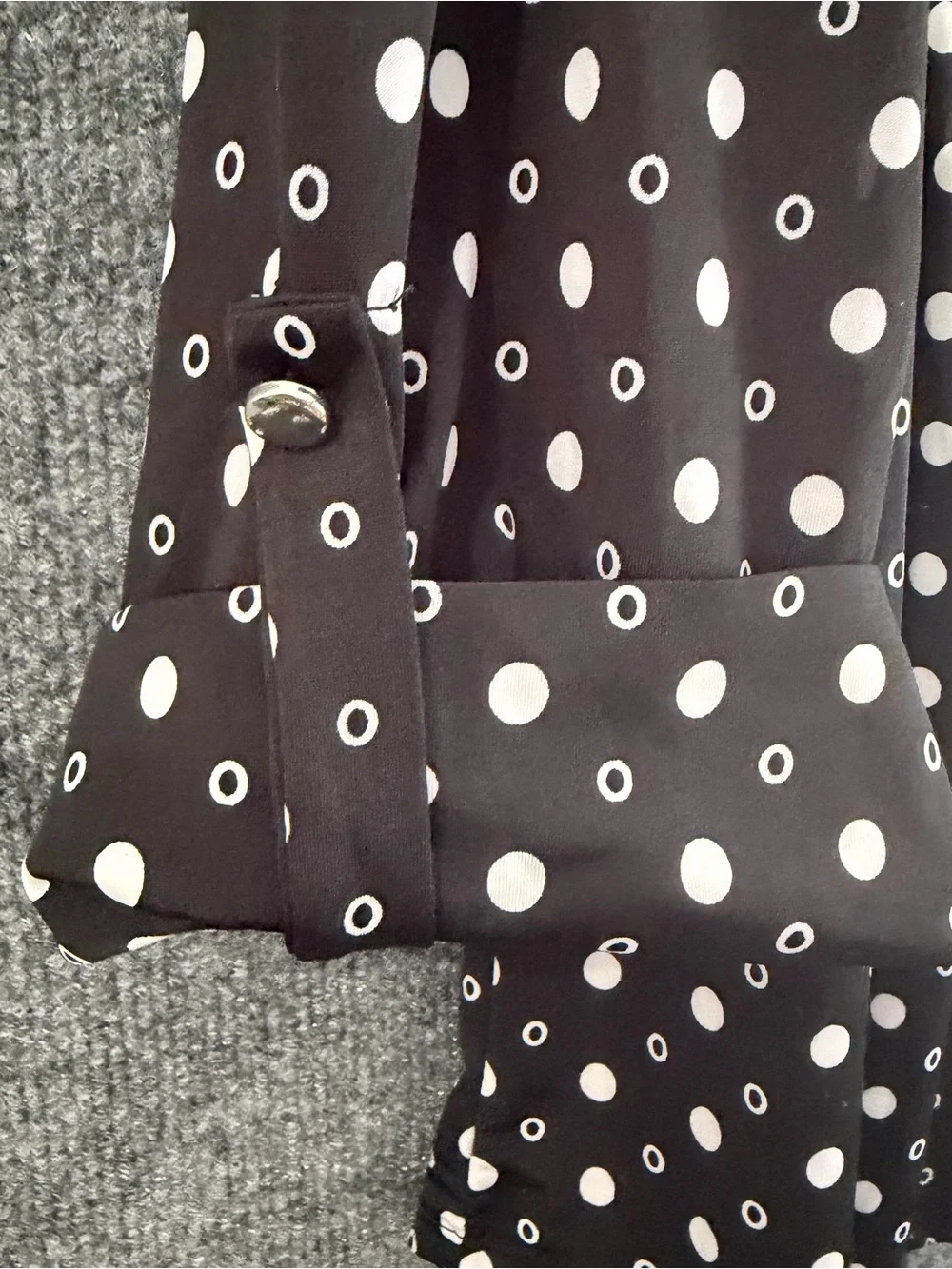 Cocomo Womens 2X Top Black White Dot Print 3/4 Sleeve Office Casual Stretch